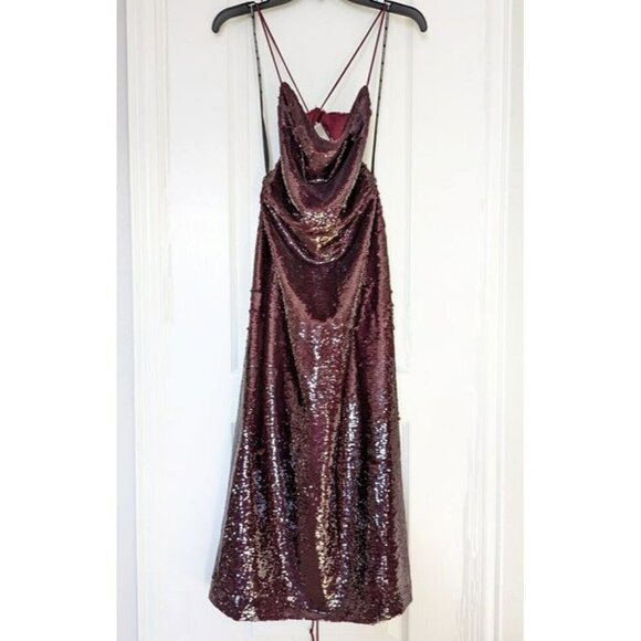 Sabina Musayev Zarya Women's Sequined Dress in Wine Size S (MSRP $495) - Picture 3 of 10